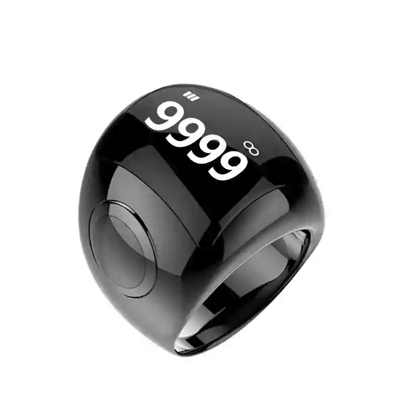 Smart Zikr Ring: Digital Prayer Counter & Health Monitor - Black Black Tidesmit