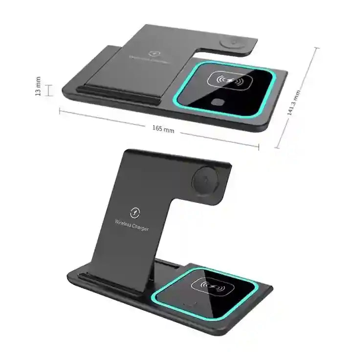 3 in 1 Wireless Charging Stand for iPhone, AirPods, and Apple Watch - Black Tidesmit