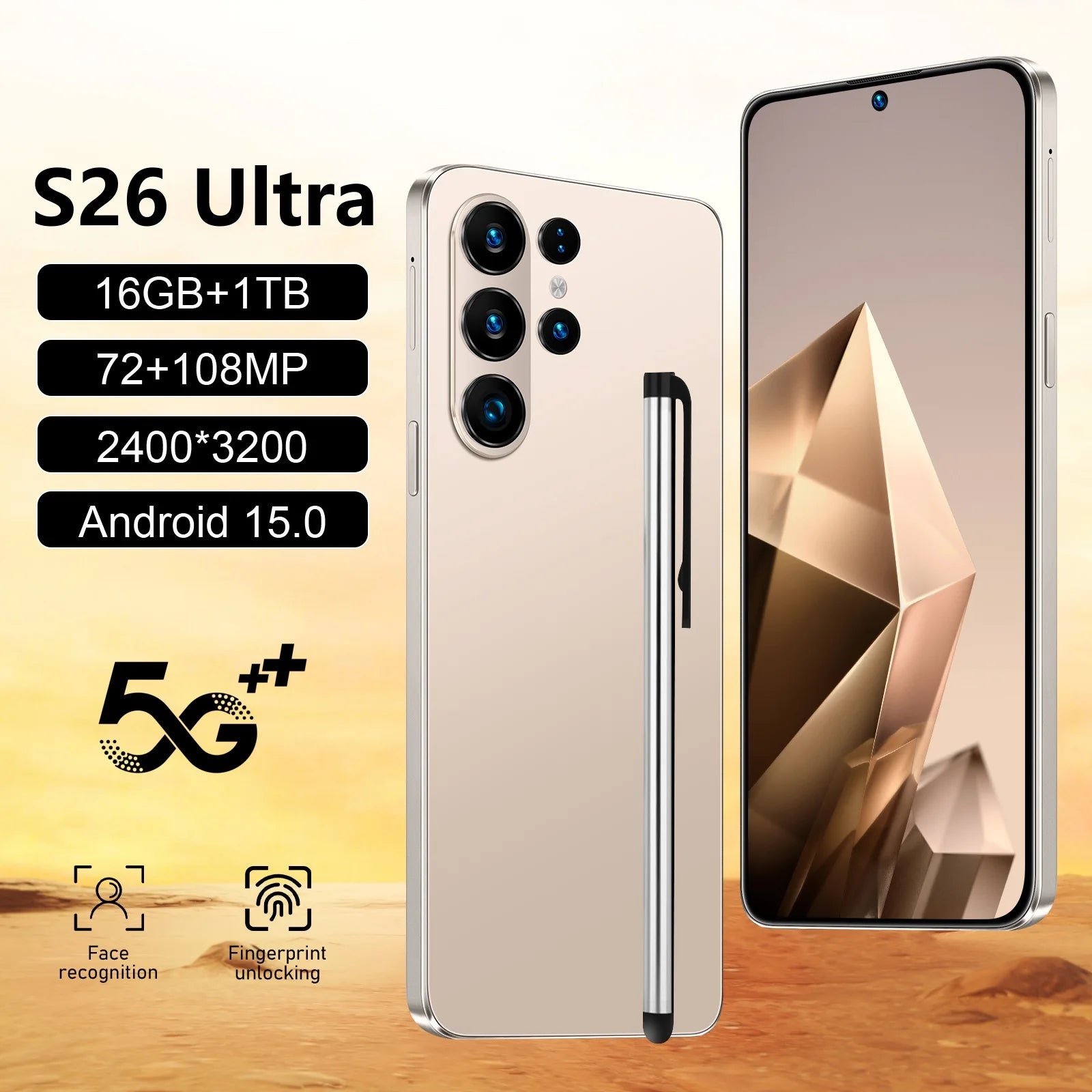 Tidesmit 7.3-Inch 5G Smartphone, 16GB RAM, 1TB Storage, Android 14 Tidesmit