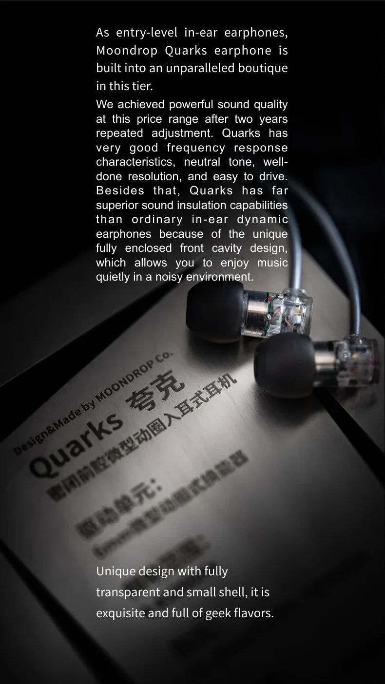 Moondrop Quarks Wired IEMs | Micro Dynamic Driver Earphones | Tidesmit Tidesmit