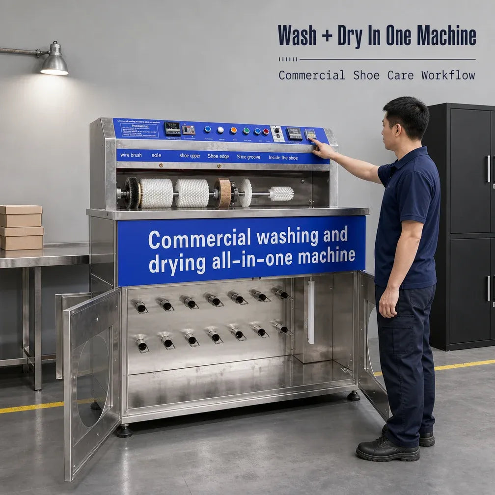 Commercial Shoe Washing Machine Semi Automatic Shoe Dryer All in One Washer Blue Light Sterilization Cabinet