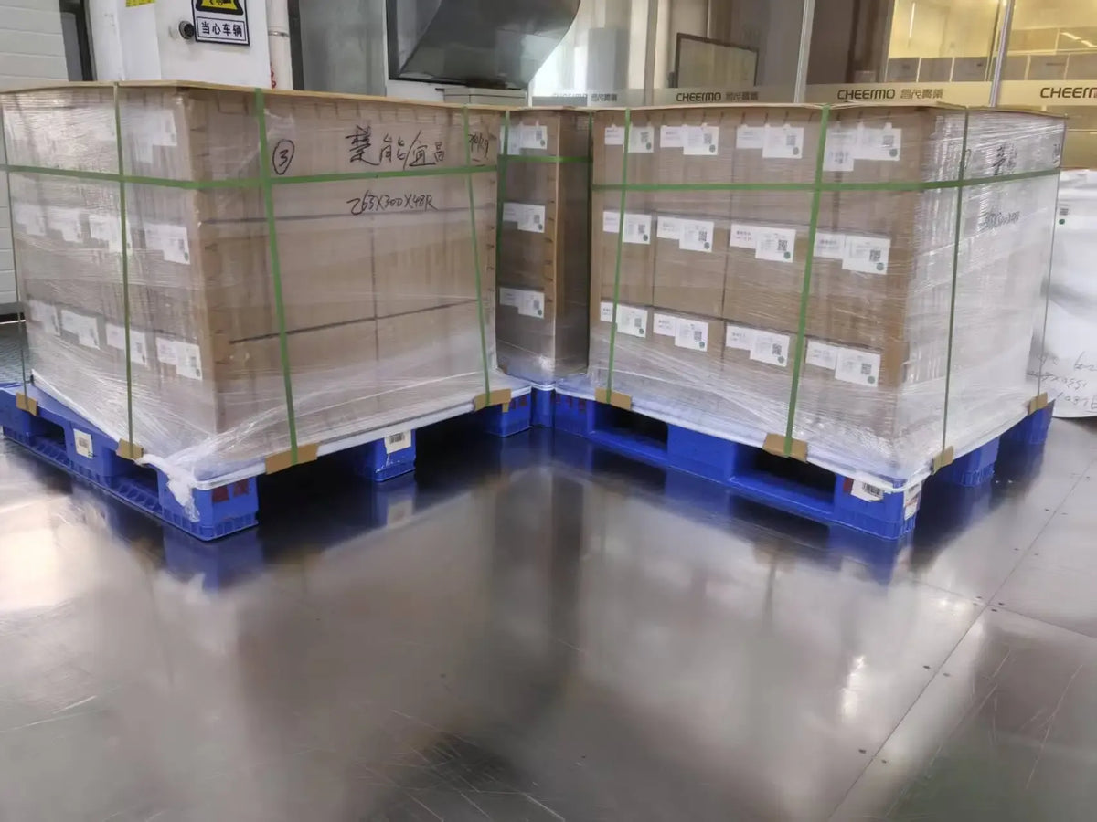High-temperature silicone adhesive tape packaging: palletized boxed goods in protective wrap
