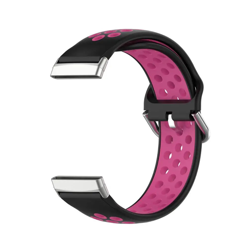 Colorful soft silicone sport wrist strap for Fitbit Versa 3 and Sense smartwatches in various vibrant colors.