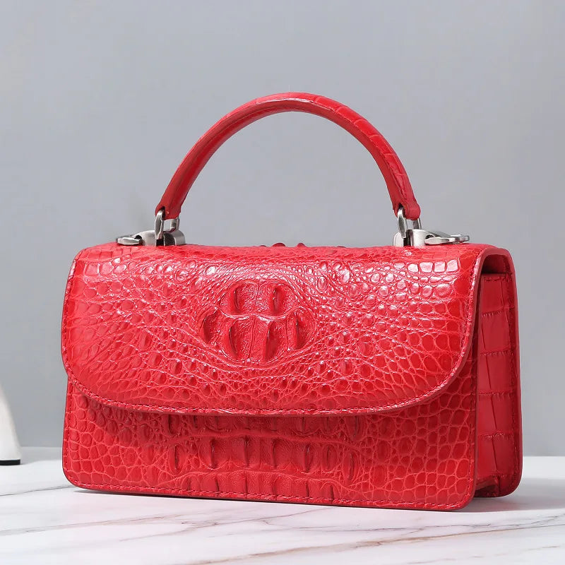 Fashion Designer Genuine Crocodile Leather Women's Small White Handbag Purse Authentic Crocodile Skin Female Flap Shoulder Bag