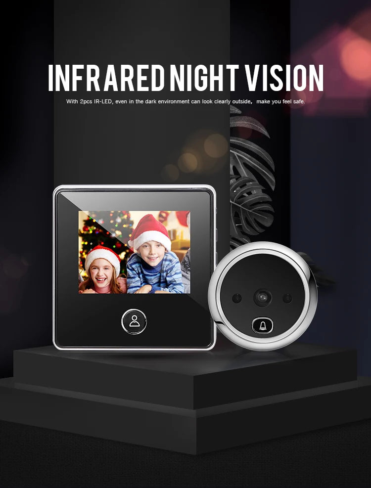 NAIERDI 2.8" LCD Screen Electronic Door Viewer Bell IR Night Door Peephole Camera Photo Recording Digital Camera Smart Viewer