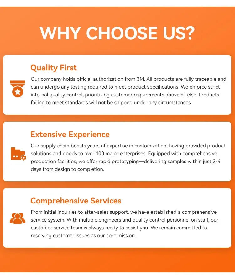 Why choose us brochure with quality, experience, and services sections