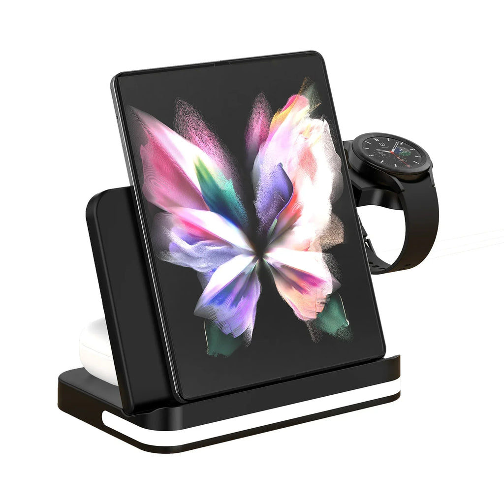 3-in-1 Wireless Charging Station 15W Magnetic Stand - Black & White Tidesmit