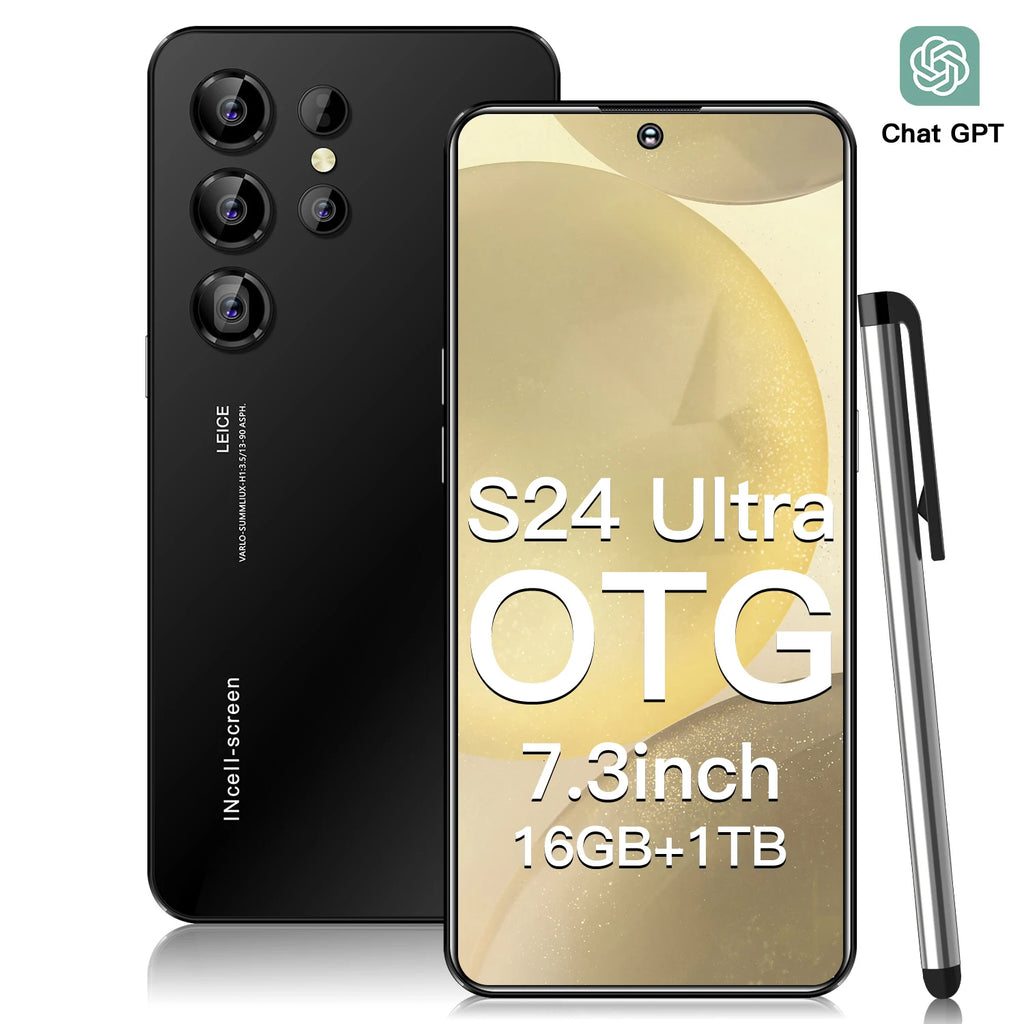 Hot Selling 2026 S24 Ultra 5G Smartphone 16GB+1TB 108MP 144HZ 7.3 Inch Full Screen Dual SIM CDMA Android 15