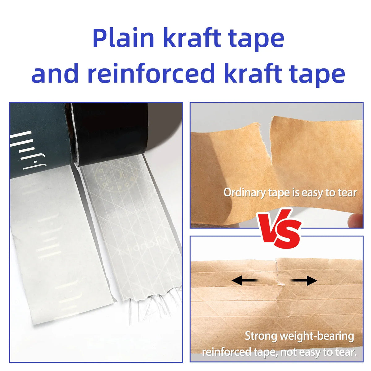 Custom Printed Black Kraft Paper Packing Tape with Acrylic Adhesive Eco-Friendly & Easy Tear Jumbo Roll for Carton Sealing