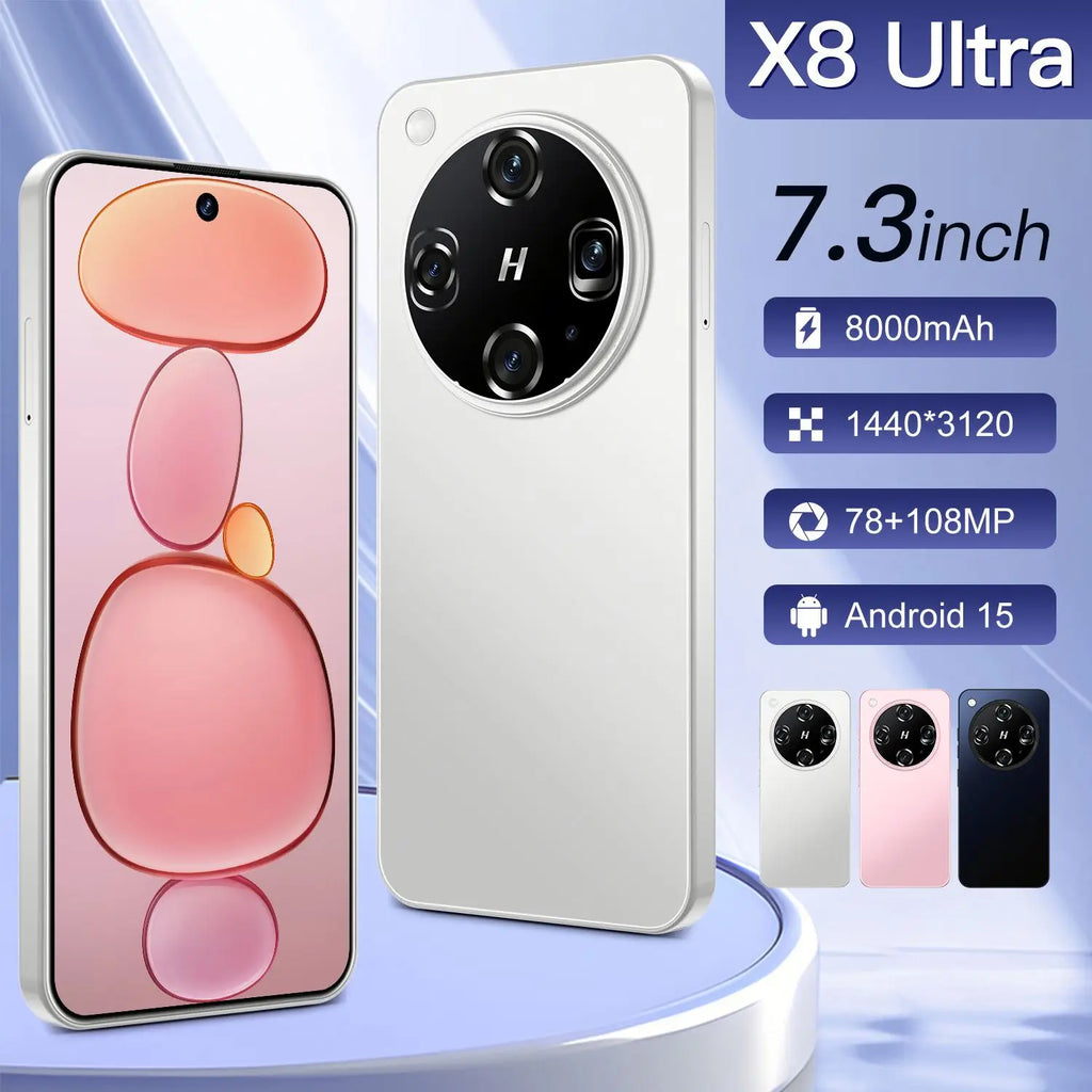 X8 Ultra 5G Smartphone, 1TB, 16GB RAM, 7.3 Inch HD Display Tidesmit