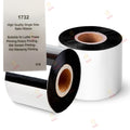 Satin thermal transfer resin ribbon roll with product info card, black ribbon core