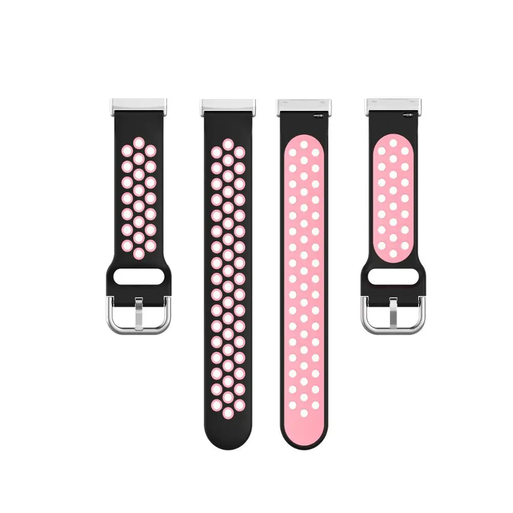 Colorful soft silicone sport wrist strap for Fitbit Versa 3 and Sense smartwatches in vibrant multi-color style