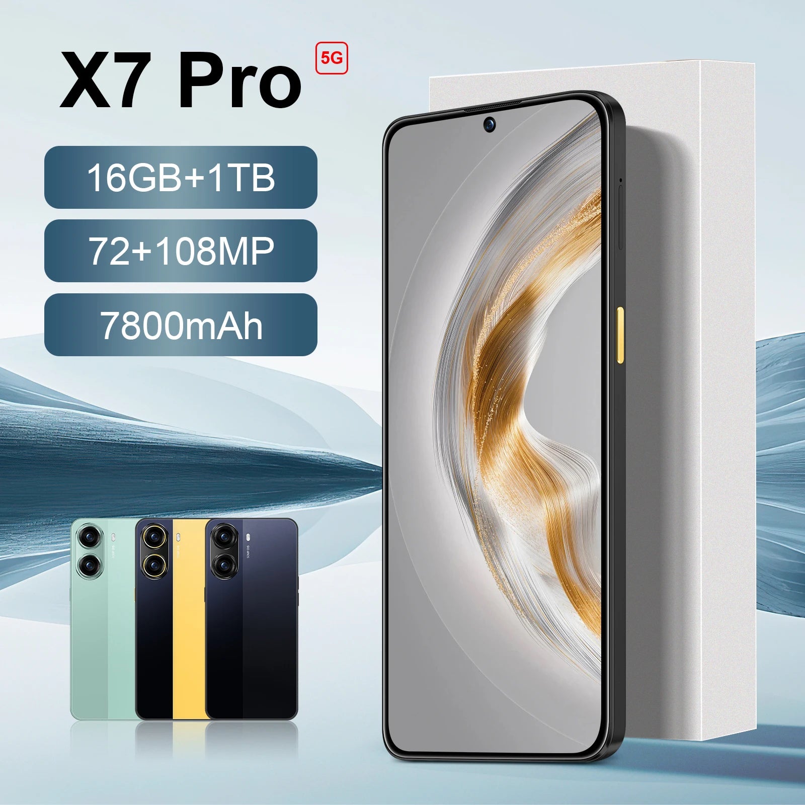 Mobile Phone X7 Pro 5G Smartphone Fast 7.3 Inch 16GB Memory 108MP Mobile Phone
