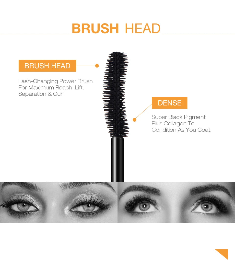 O.TWO.O 3D mascara brush with dense black bristles for lengthening, curling, and lifting eyelashes.