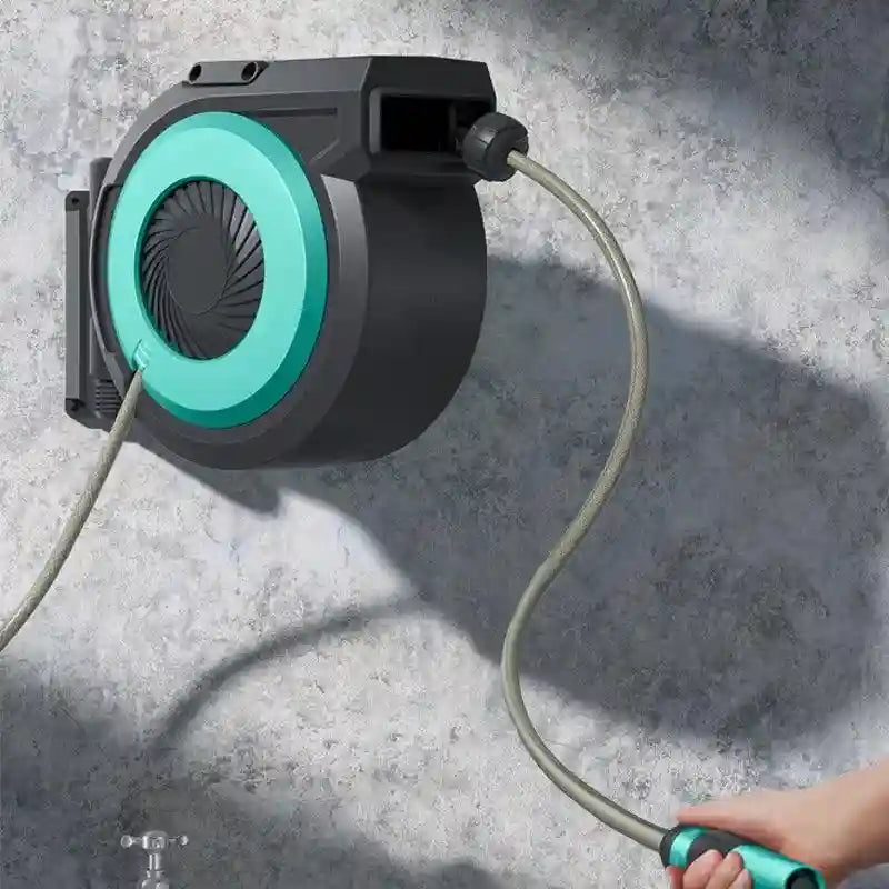 Retractable Garden Hose Reel 15m - Wall Mount Automatic Azure Tidesmit