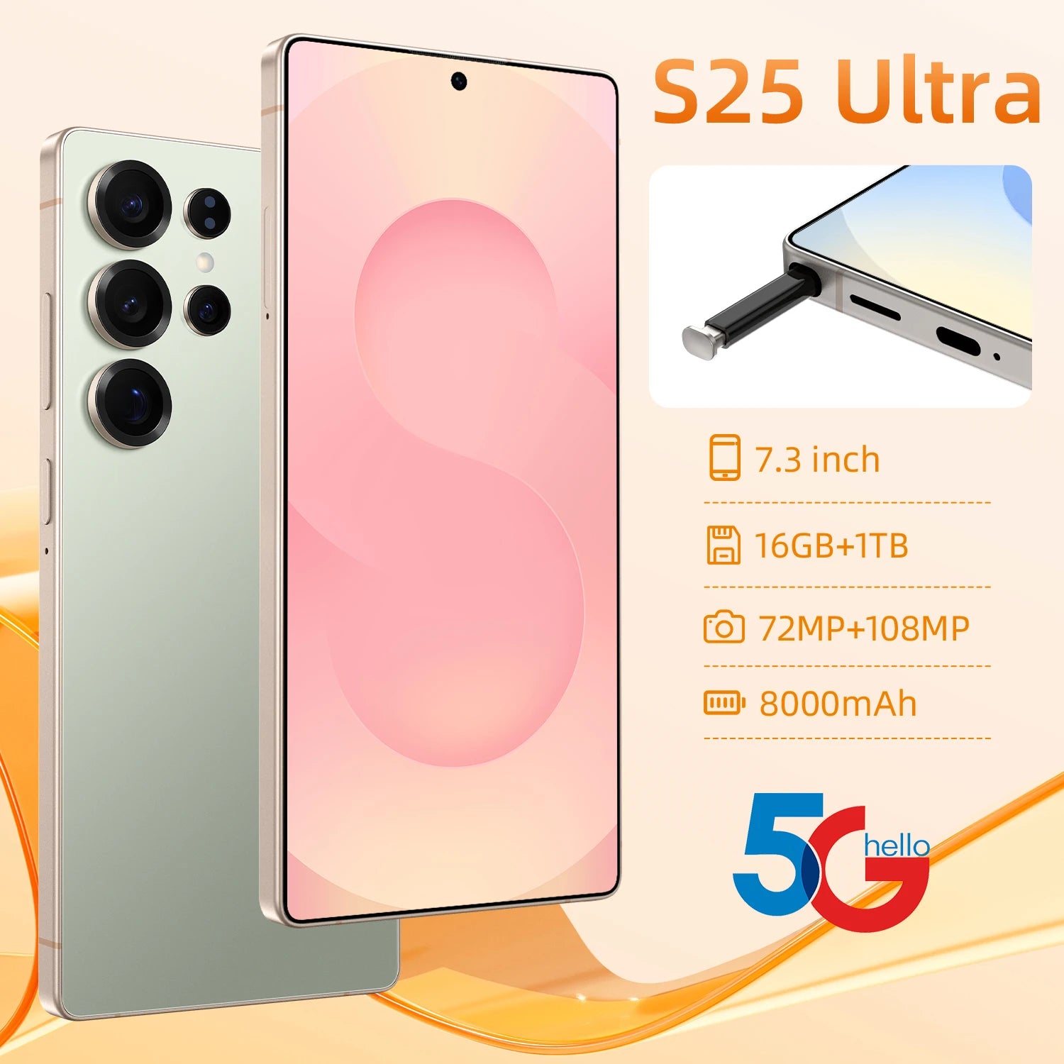 Used S25 Ultra 5G smartphone with 16GB RAM 1TB storage 7.3-inch HD screen and Android 15 dual SIM mobile phone