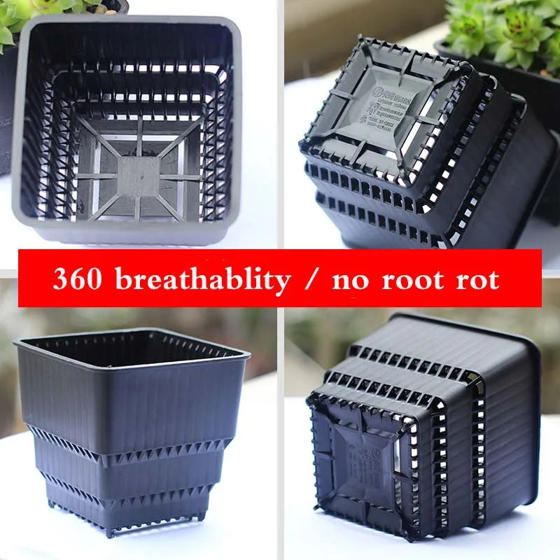 Meshpot 16-Pack Succulents Pots Plastic Flower Pot Plants Container Seedlings Nursery Supplies Home Decoration (Inner Dia. 6CM)
