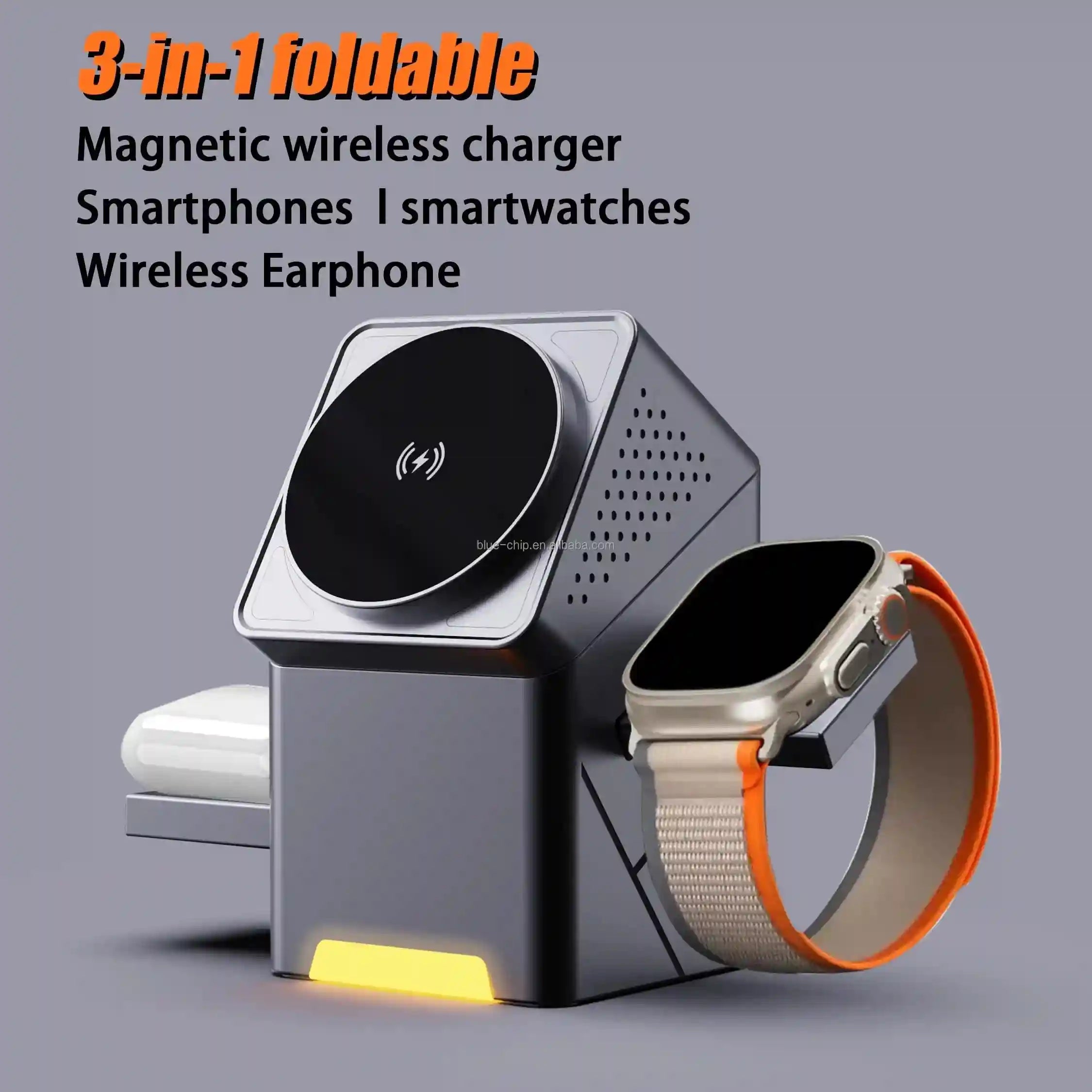 3-in-1 Wireless Charger Stand - Foldable MagSafe Compatible Station Tidesmit