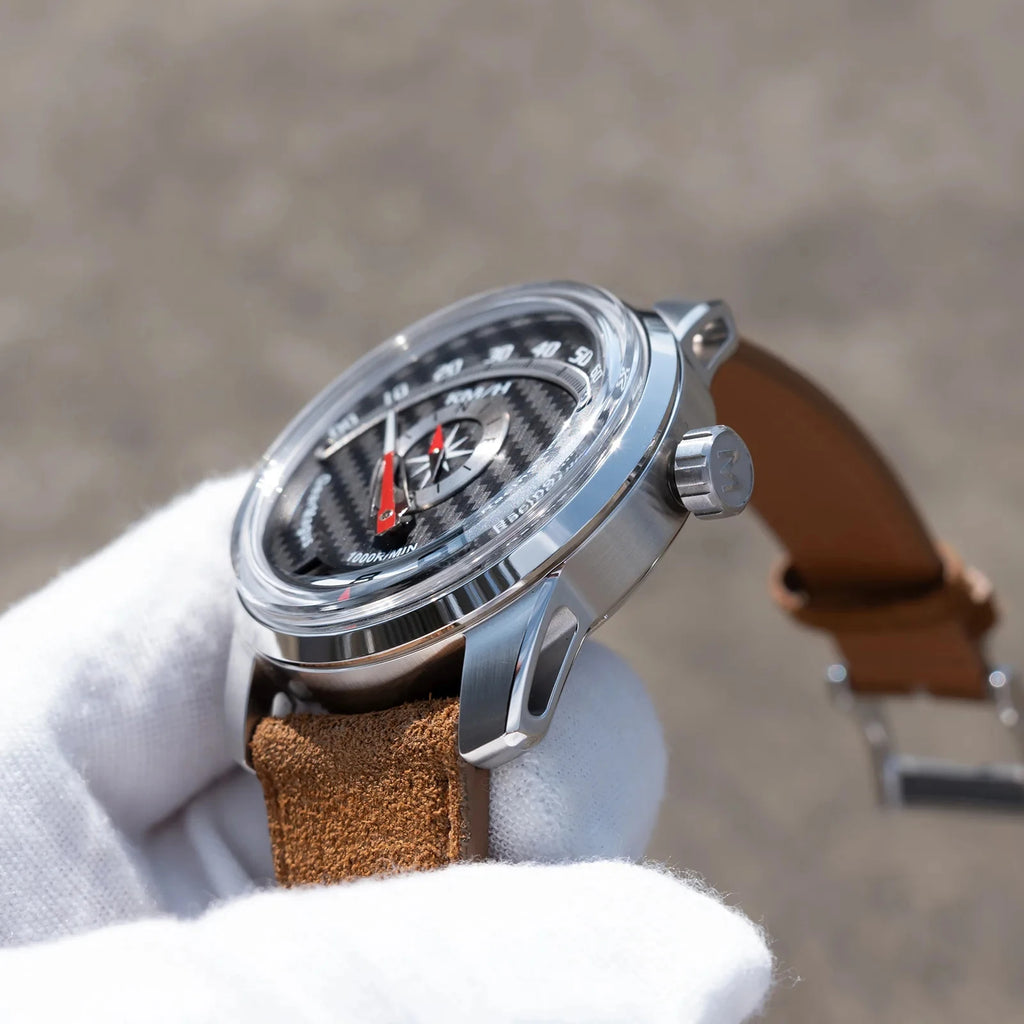 Racing Time Luxury Men Mechanical Wristwatch Sw200 Automatic Retrograde Design & Sapphire Luminous Carbon Fiber Dial Watches