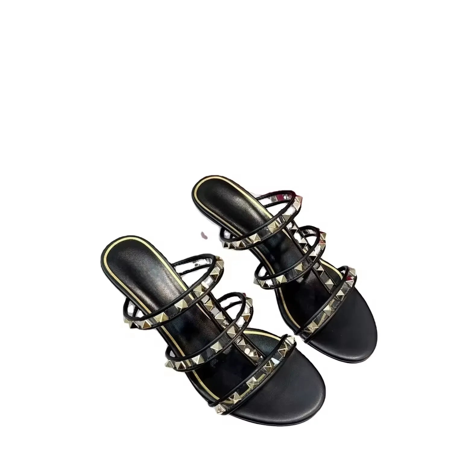New Designer Famous Brand Luxury slippers Genuine Leather New Transparent Low Heels Sandals Femme 2024