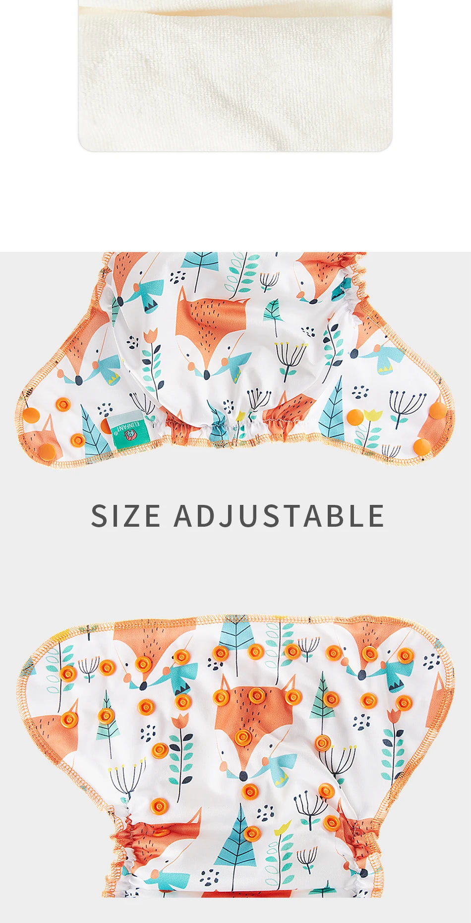 HappyFlute Heavy Wetter AI2 Snap Insert Bamboo Cotton&Velour OS Baby Napp 1Pcs Pack Waterproof Night Diaper