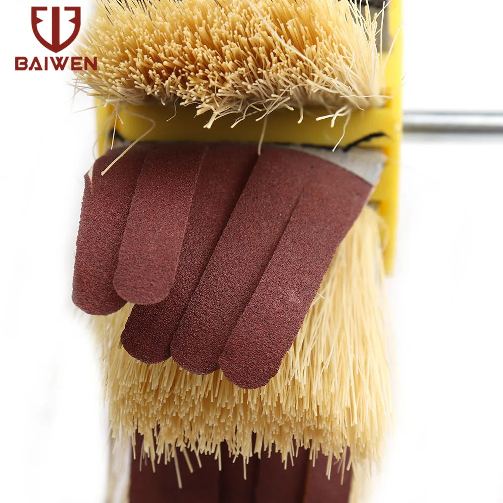 150mm x 6mm Shaft Mounted Sisal & Emery Cloth Bristle Polishing Brush Wheel for Wood Primer Sanding 80/120/180/240/320/400 Grit