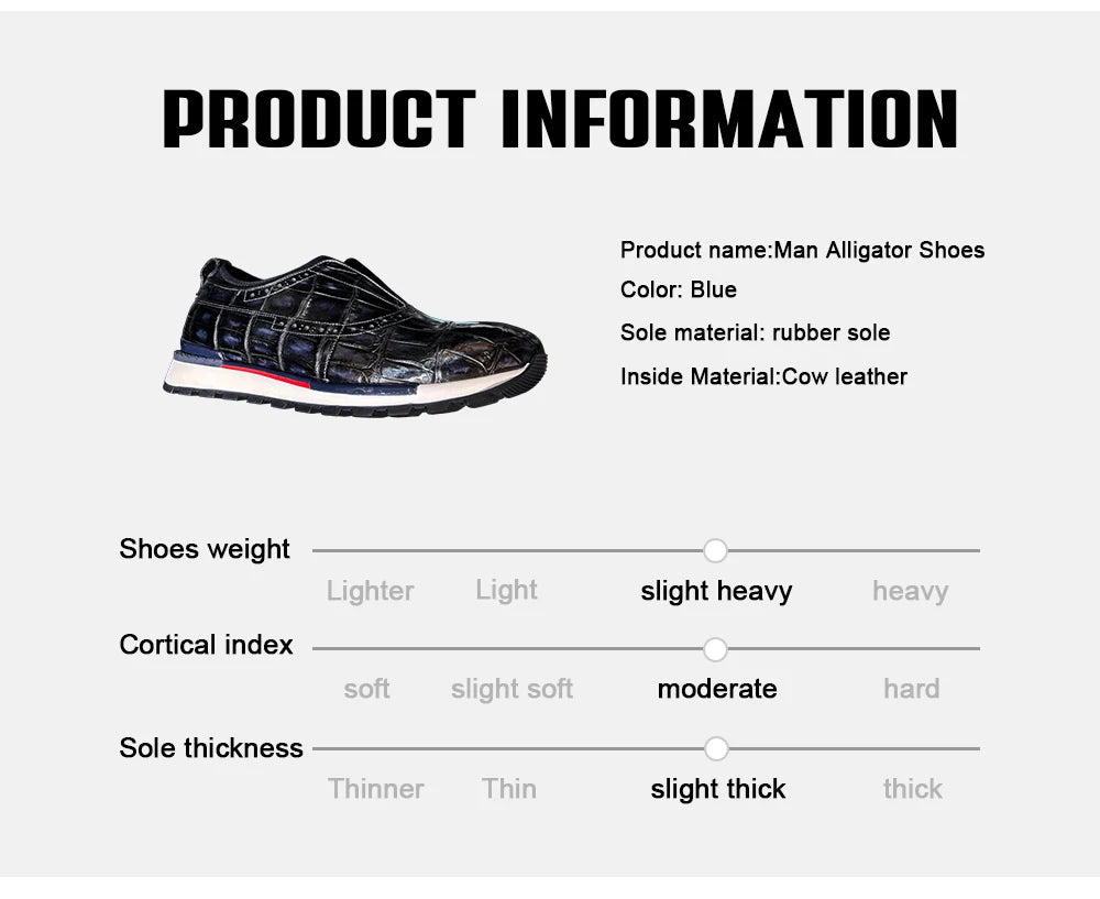 Genuine Crocodile Leather Shoes Men Fashion Sneakers Rubber Sole Sport Shoes Men Luxury Exquisite Casual Sport Men Shoes