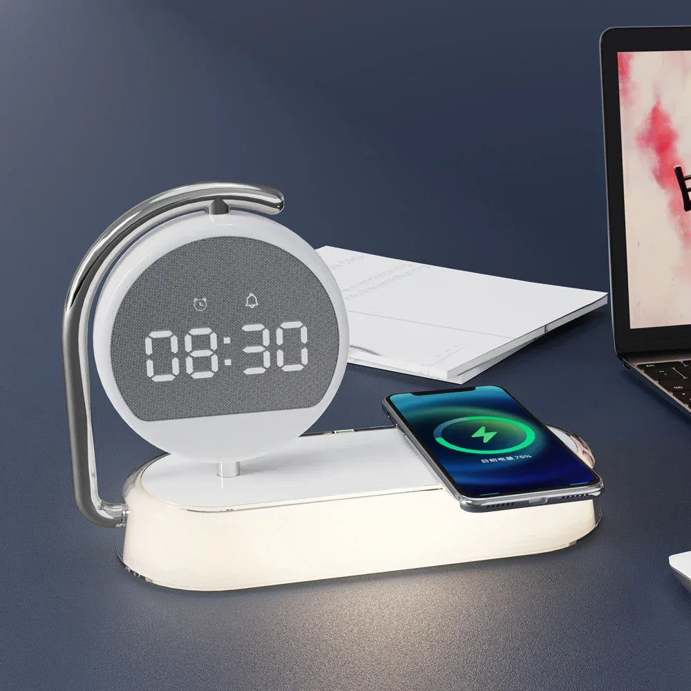3-in-1 Portable Charger: Fast Charging Power Bank & Alarm Clock - White Tidesmit