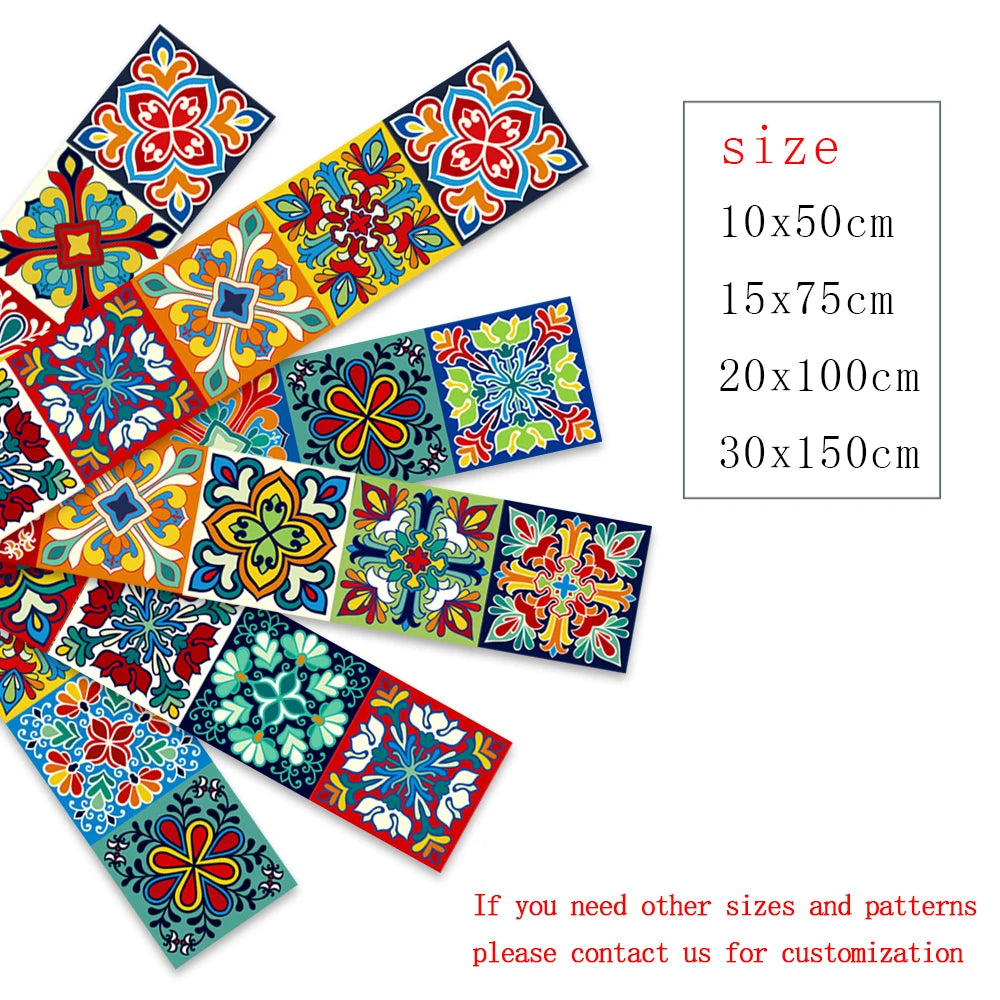 Colorful Pattern Ceramic Tiles Wall Sticker Tables Bathroom Kitchen Home Decor Wall Decals Waterproof Peel & Stick PVC Art Mural