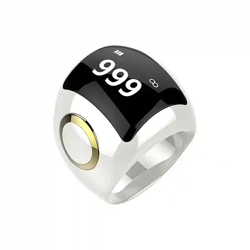 Smart Zikr Ring: Digital Prayer Counter & Health Monitor - Black White Tidesmit