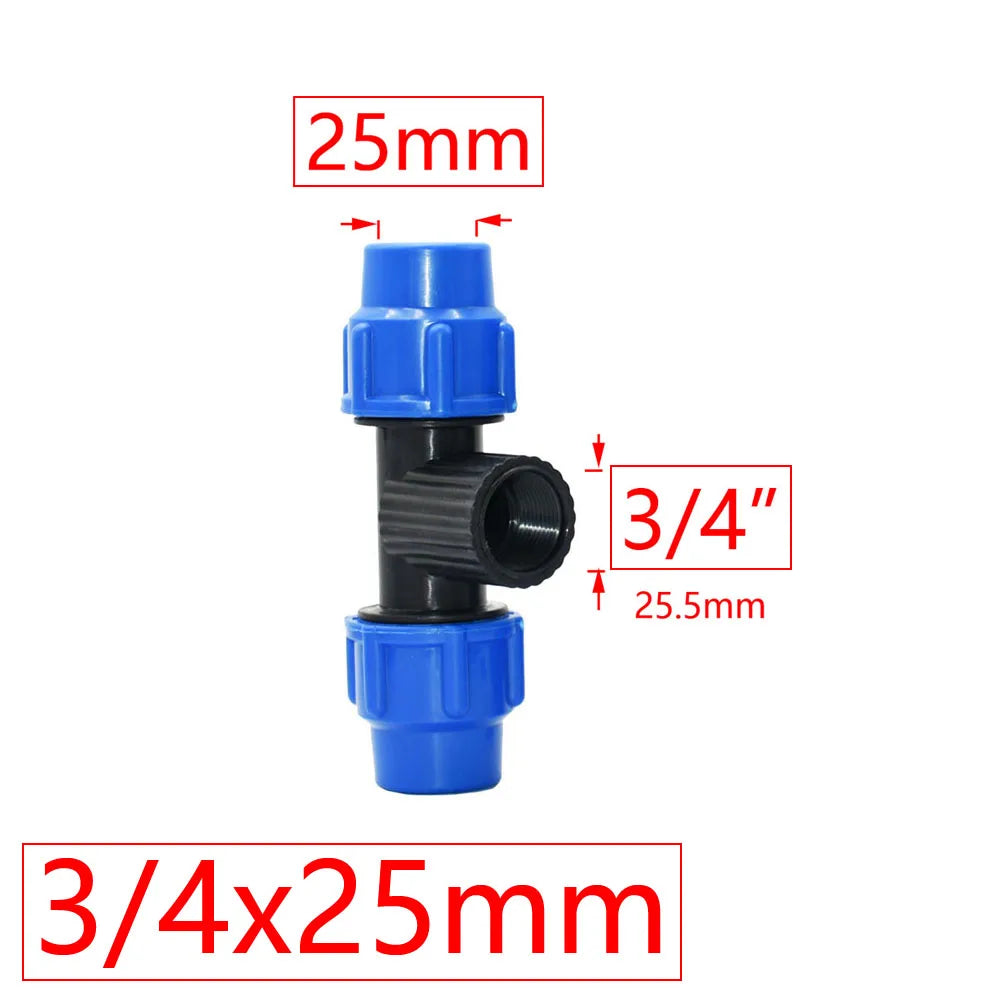 20/25/32/40/50mm PE Tube Quick Connector Elbow Tee Water Splitter Plastic Ball Valve Coupler Farm Irrigation Water Pipe Fittings