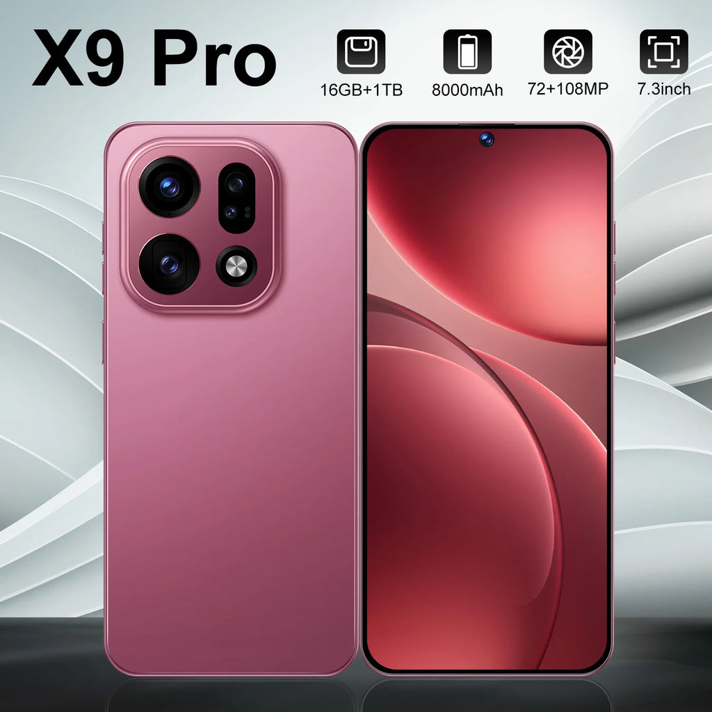 Tidesmit X9 Pro 5G smartphone in black featuring 1440x3040 HD display and unlocked global version performance.