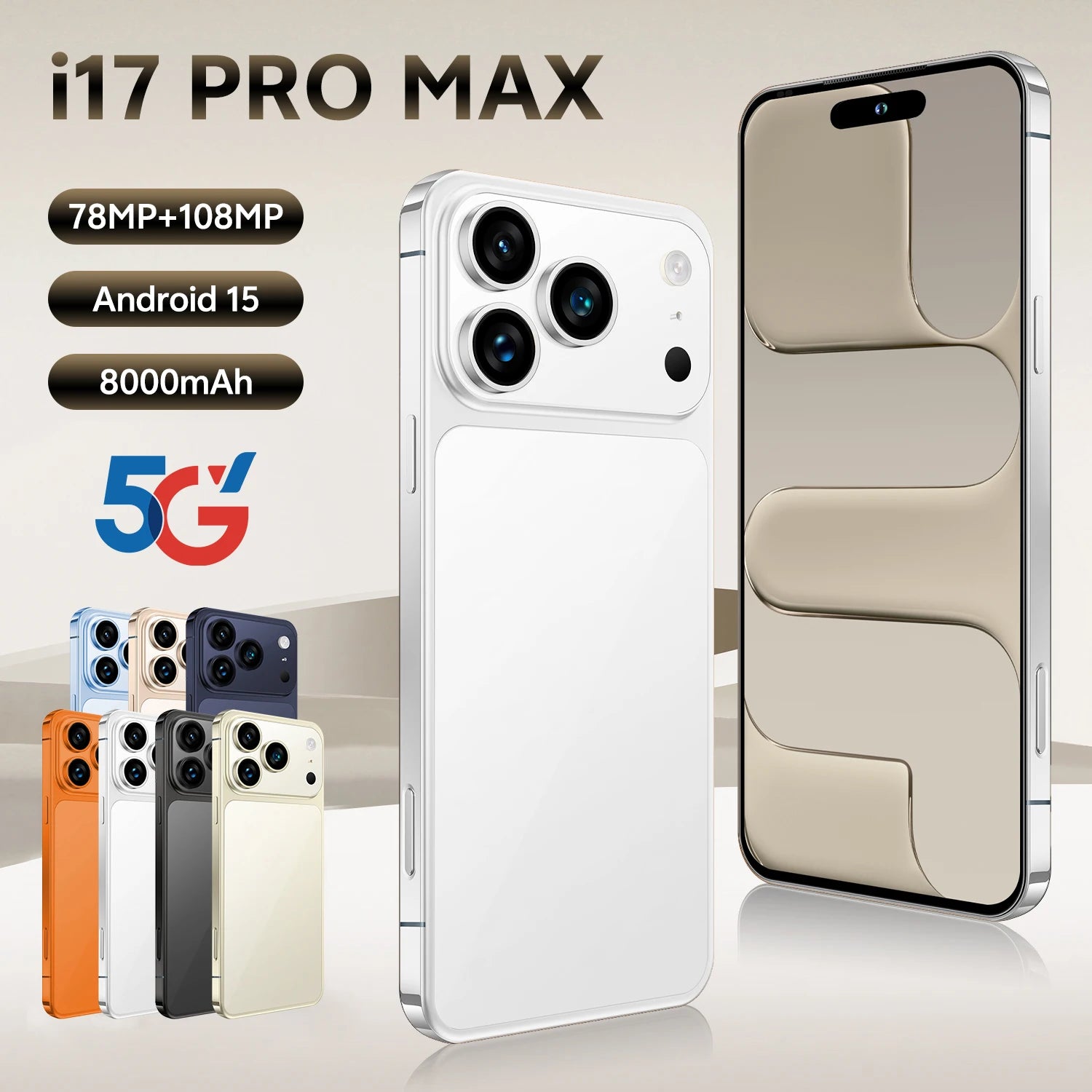 17 Pro Max 5G Smartphone, 1TB Storage, 16GB RAM - Navy Blue Tidesmit