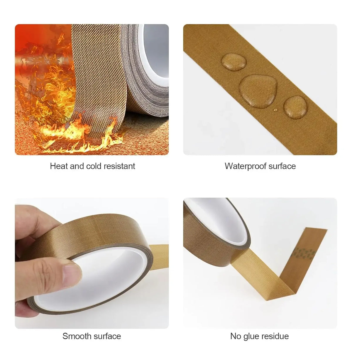 Heat-sealing tape strip with smooth finish, no-glue residue, and waterproof surface