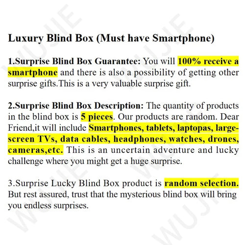 Mystery box containing 5 random 3C electronics including 5G smartphones watches and earphones
