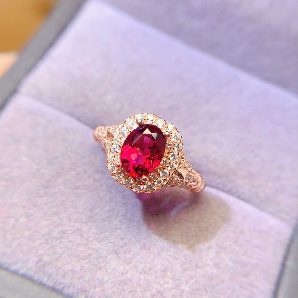 Factory Supply Classic Women's 925 Sterling Silver Oval Natural Garnet/Ruby/Sapphire Fine Jewelry Wedding Ring for Anniversary