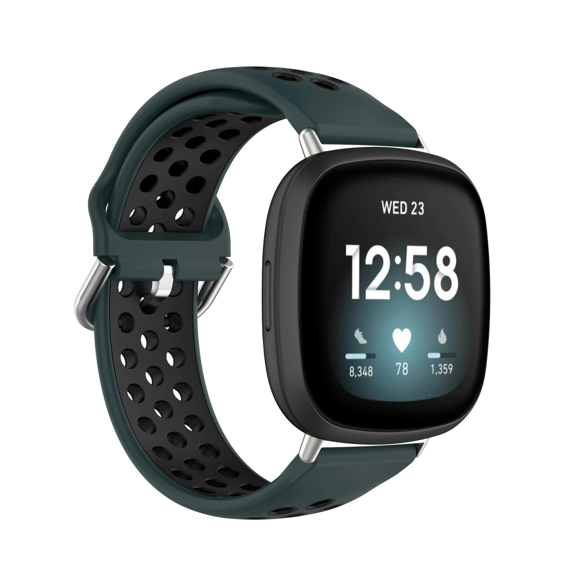 Colorful soft silicone sport wrist strap for Fitbit Versa 3 and Sense smartwatches in a comfortable durable design.