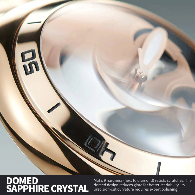 Wholesale Luxury Skeleton Ghost Decoration Dome-shaped Sapphire Stainless Steel Automatic Mechanical Watch High End Supplier
