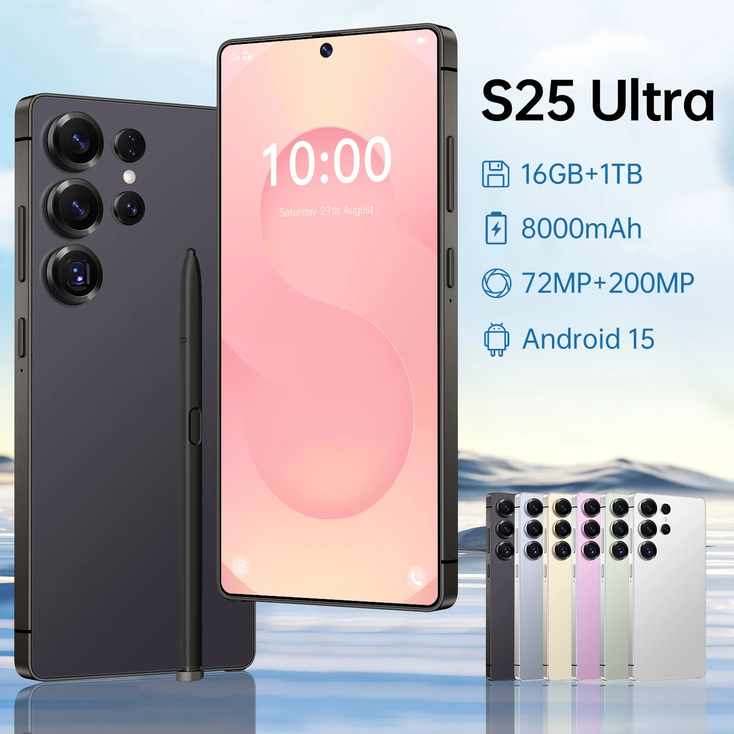 S25 Ultra 5G Smartphone 16GB RAM 1TB Storage AMOLED Display Black 16g 1TB Tidesmit