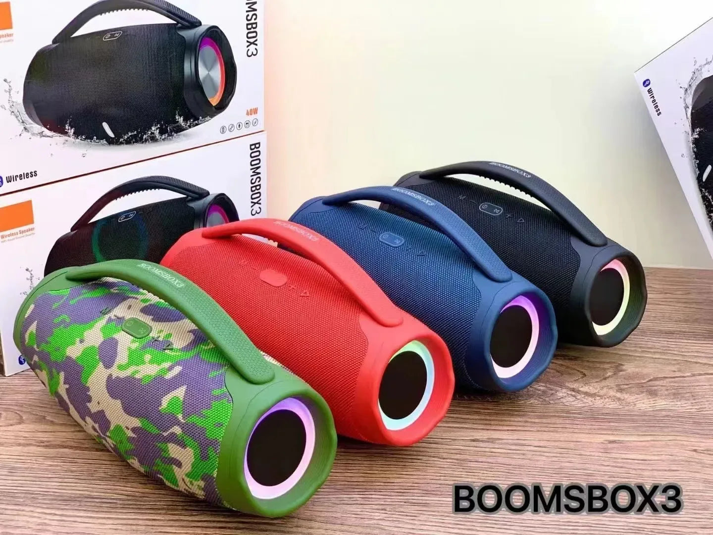 Portable Bluetooth Speaker 40W Waterproof Outdoor - Black Plastic My Store