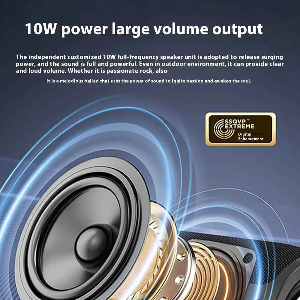 Portable Bluetooth Speaker with LED Subwoofer, Waterproof Black Audio My Store