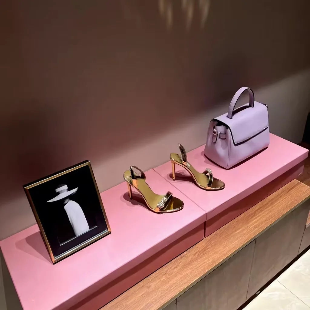 Luxury Shoes Highest Quality Famous Brand 2025 Fashion Show New Metal Plating Polishing Shaped Heel Outdoor Spring Summer for