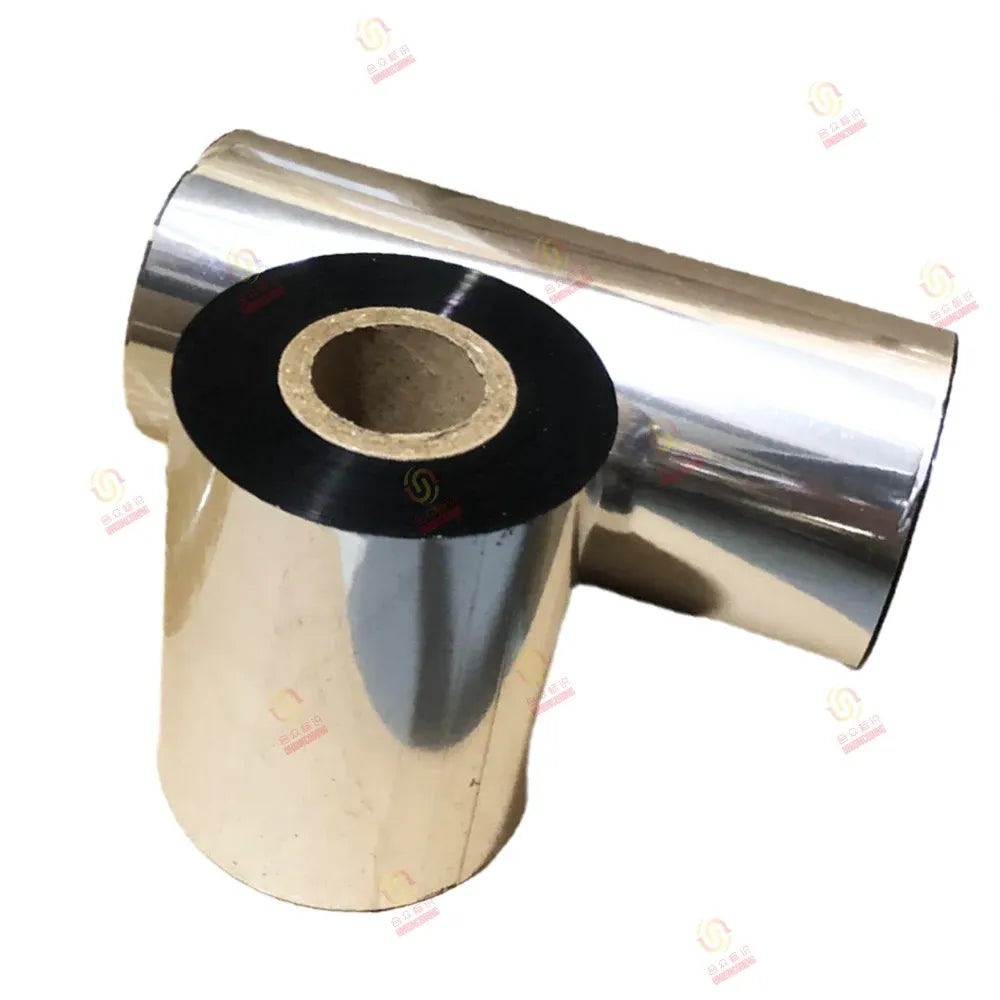 Black resin wax thermal transfer ribbon spool with reflective backing
