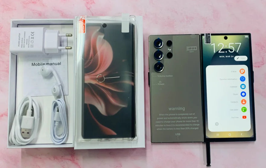 Tidesmit S25 Ultra 5G smartphone with 22GB RAM 2TB storage, Android dual SIM, and HD screen in new arrival design.