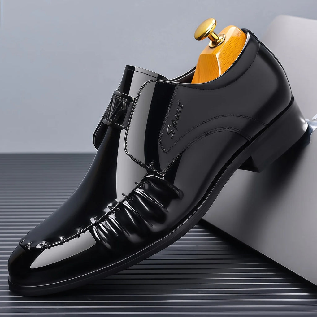 Luxury Designer Oxford Style Dress Shoes Slip-On Pointed Toe Summer Casual Business Wedding Parties Height Increasing