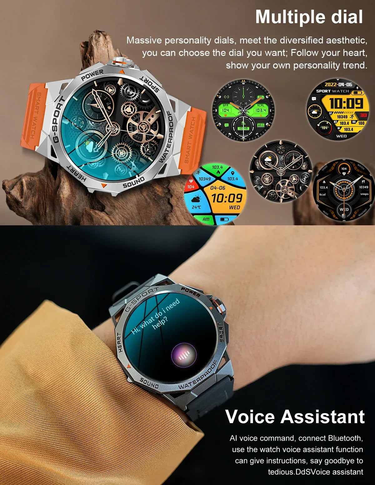 Smartwatch 1.43-Inch AMOLED Fitness Tracker - Black/Orange My Store