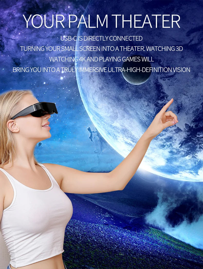 VR Smart Glasses Mobile Cinema - 128GB Portable Headset by Tidesmit Tidesmit