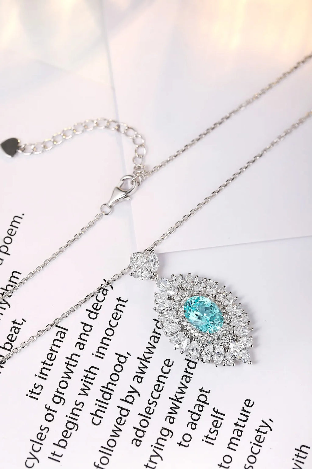 Lanphear Jewelry Original New Silver 925 Sterling Luxury Pendant 4.02ct Lab Grown Paraiba Charm Necklace
