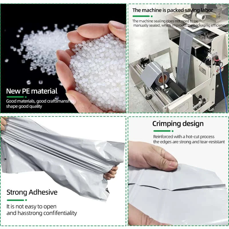 Waterproof tear-resistant roll bag material and open-bag mechanism shown in panels