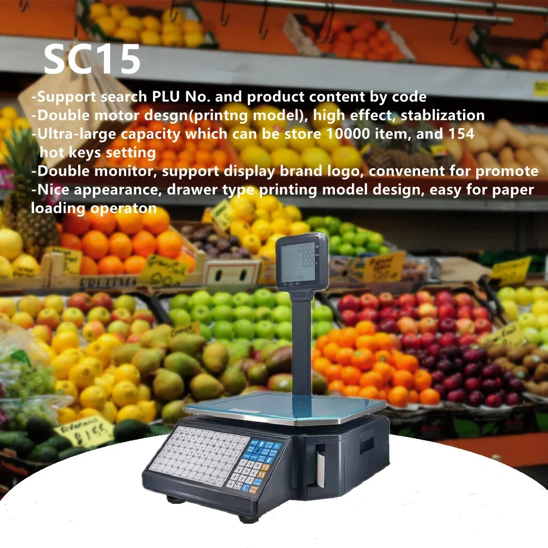 ATP Weighing Scale Barcode Label Thermal Printer SC30 LCD Display WiFi Optional LAN OIML CE NTEP Certified One Year 6kg Capacity